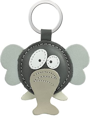 Simaru Tierisch starke Schlüsselanhänger aus hochwertigem Echtleder, Made in EU, Perfekt für Weihnachten Geburtstag Jahrestag, Finde dein Lieblingstier (Elefant)