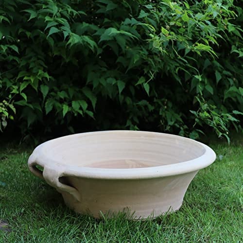 Palatina Werkstatt Terracotta Pflanzschale Crocus 40cm - In 100% Handarbeit gefertigtes Unikat - Der ideale winterfeste Pflanzbehälter für den Garten & Außenbereich