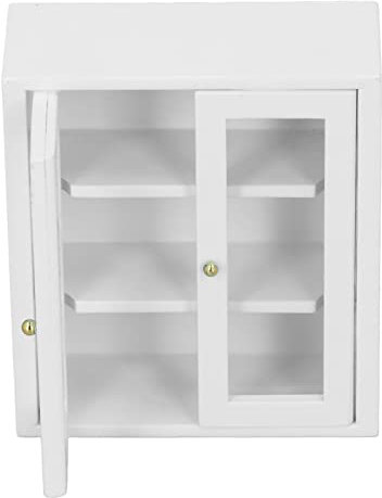 SPYMINNPOO Mini Gabinete en Miniatura para Casa, 1:12, Gabinete de Pared para Casa de Muñecas, Gabinete de Cocina de Madera, Muebles, Juguete para Decoración (Blanco)