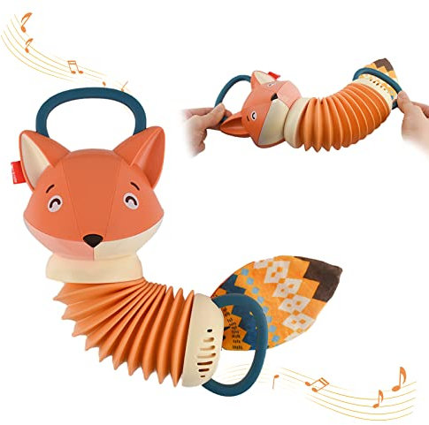Coriver Fuchs Akkordeon Babyspielzeug 6-12 Monate, Musik Babyspielzeug mit 10+ Soundeffekten, Sensorik Spielzeug Baby ab 1 Jahre Jungen Mädchen