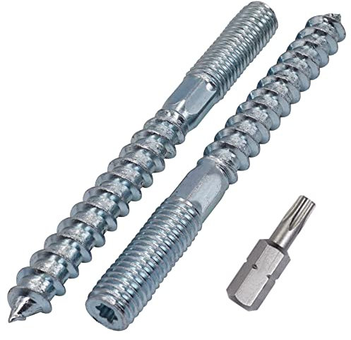 SKIR'CO (10 pièces) Boulons de suspension M10 x 100 mm, vis à tête cylindrique à double filetage, boulons à double tête