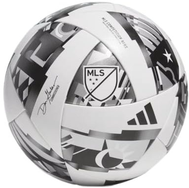 adidas MLS Competition Nativo Fußball, Unisex, Erwachsene, 2024, Weiß/Schwarz/Silber-Metallic, 5