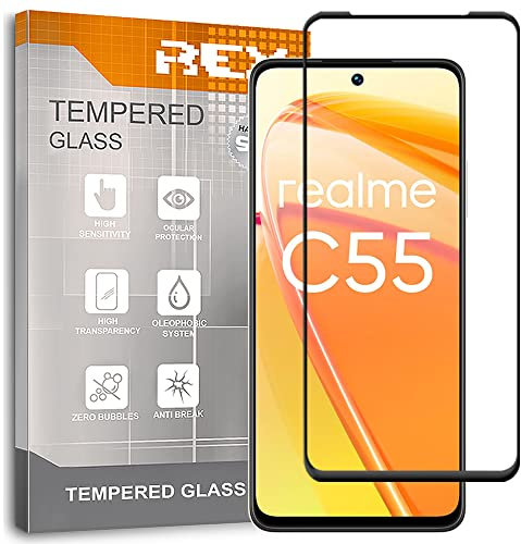 Protector de Pantalla Curvo para OPPO REALME C55 - OPPO REALME NARZO N55, Negro, Cristal Vidrio Templado Premium, 3D / 4D / 5D, Anti Roturas
