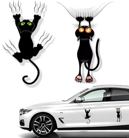 CUHZA 2 Stück Katze Auto Aufkleber,Katze Autoufkleber,süße lustige Katze Kratzer,Süße Autoaufkleber Katze Lustig Autoaufkleber Katze Schwarz Katze Aufkleber für Autofenster-Tür-Dekorationsaufkleber
