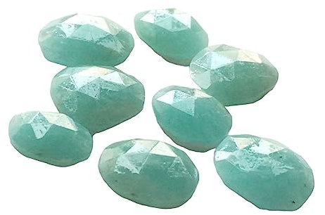 Gems For Jewels 11–14 mm Amazonit-Rosenschliff-Cabochons für Damen, Seeschaum-Amazonas-Rosenschliff-Cabochons, loser Amazonit-Edelstein für Schmuck (5 bis 10 Stück Optionen) (5 Stück)