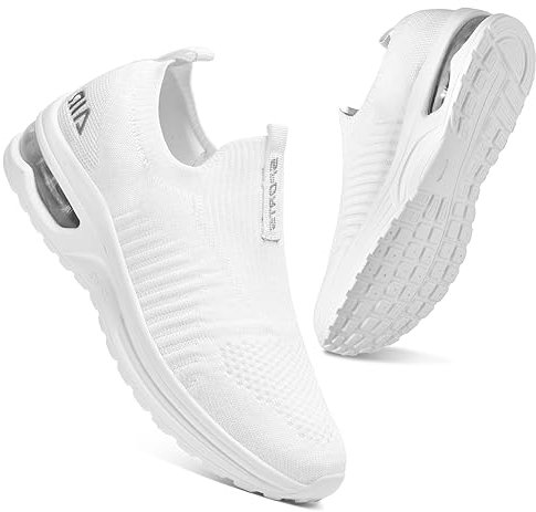 Zapatillas de Deporte Mujer Casual Mesh Sneakers sin Cordones,Blanco,40 EU