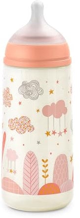 Suavinex Biberón 360 ml Con Tetina Fisiológica SX Pro de Silicona, Válvula Anticólico, Flujo Denso (L) Para Bebés +6 Meses, Dreams Rosa