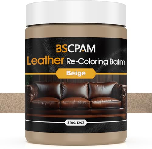 BSCPAM Leder-Balsam, 340 g, großes Volumen, Leder-Couch-Reparaturset, Möbelfarbstoff-Restaurer, Leder für Sofas, Schuhe, Leder-Couch-Farbe, schnell trocknender Lederbalsam (Beige)