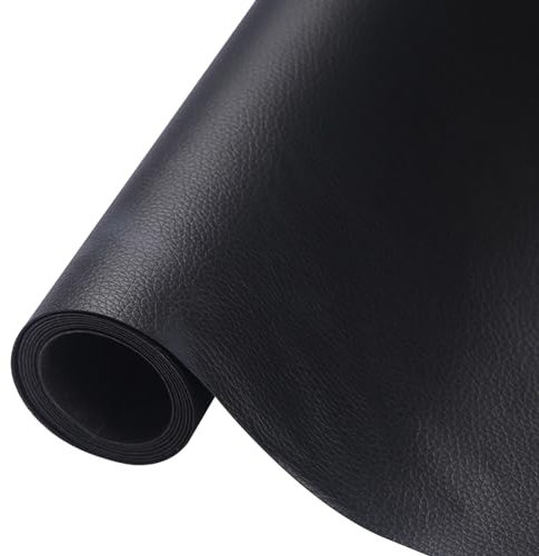HOLAHOLA Kunstleder Selbstklebend, 43x200cm Leder Reparatur Set Schwarz Kunstleder Reparaturset, Lederflicken Selbstklebend für Möbel, Sofa, Autositze, Taschen