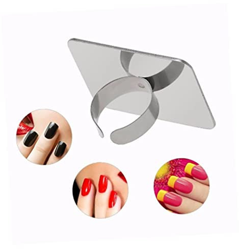 POPETPOP 2pcs Metal Nail Art Ring Palette Adjustable Mixing Tray Smooth Texture Easy to Wipe for Professional and Personal Manicure Use