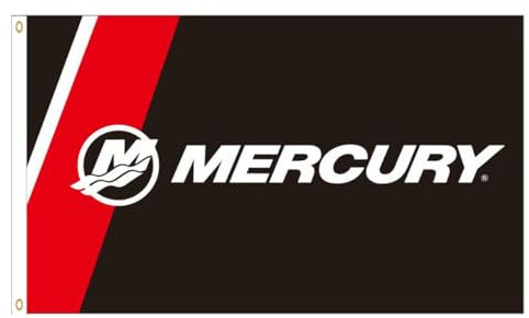 YERCHIC Merkur-Flagge, 90 x 152 cm, Motoren, Boot, Banner für Garage, Innen- und Außenbereich, Raum, Männerhöhle, Wanddekoration