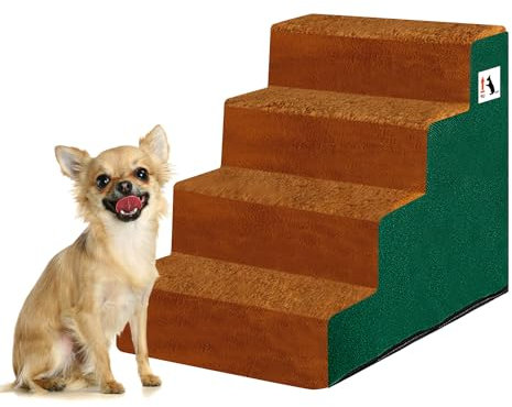 NAMSAN Hundetreppe Katzentreppe 4 Stufen Einfache Montage Haustiertreppe mit Waschbar Plüschbezug Haustierleiter für Sofa/Bett, 53 x 39 x 40CM