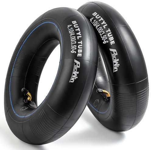 PaoWin 2-PCS 4.10/4.00/3.50-6 (13x4.00-6) Chambre à air 6 pouces, compatible 13x4.00-6 3.50-6 4.00-6 4.10-6 Chambre à air de roue de brouette, tracteur, quad, remorque, tondeuse, chariot- valve TR87