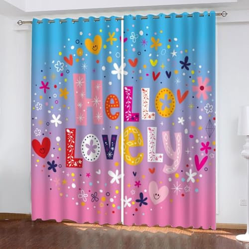 MEVASA Vorhänge Niedlicher Cartoon Bunt Vorhänge Verdunkelung mit Ösen Kurz 3D Polyester Wohnzimmer Kinderzimmer Schlafzimmer Gardinen 234 x 137 BxH