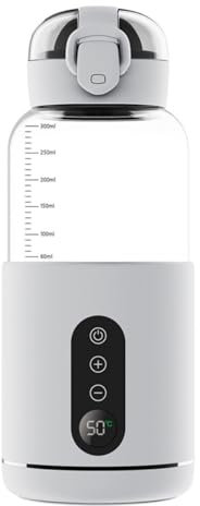 douuyaoo Chauffe-Eau portatif,Chauffe-Eau Portable pour Formule bébé Capacité de 300/400 ML,Chauffe biberon Nomade sans Fil,Facile à Transporter et adapté aux Voyages, Fonction de Charge USB