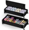Idybland 2 Pack 60L Under bed Storage,Extra Large Rolling Metal Frame UnderBed Storage Boxes on Wheels,Dust-Proof Underbed Storage Drawer with Lid for Clothes, Blankets, Shoes and Toy（Black）