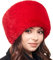 Futrzane Modern Kosakenmütze - Fellmütze Damen - Winter Russische Mütze Pelz (L, Rot Lang Modern)