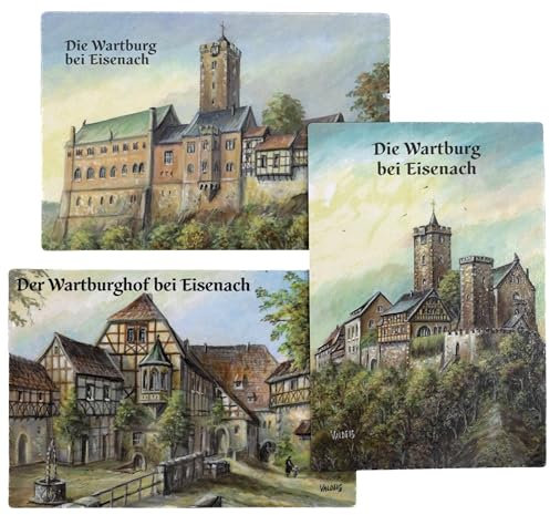 VALDEIG - 3X Kühlschrankmagnet, Die Wartburg bei Eisenach, Germany, Souvenir Deutschland, Kühlschrankmagnete, Magnete für Magnettafel, Thüringen, Martin Luther Bibel Übersetzung, Magnet für Kinder, P