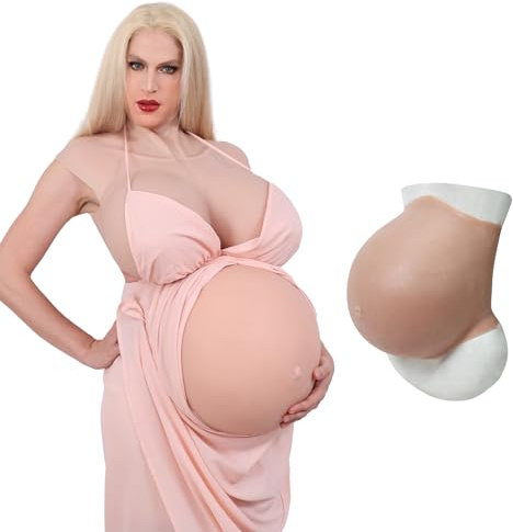 ROANYER Silicone Ventre de Femme Enceinte Réaliste Jumeaux Faux Ventre de bébé Fausse Grossesse 5-9 Mois Film Cosplay Costumes (L-Ivorie)
