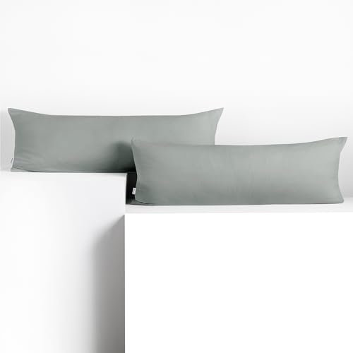 DecoKing 2 Kissenbezüge 40x200 cm Jersey 100% gekämmte Baumwolle Reißverschluss Stahl Amber