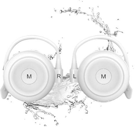 Mokeum Kabellose Ohr-Kopfhörer, Bluetooth 5.3, offene Ohrhörer, IPX5, wasserdicht, Geräuschunterdrückung, Laufen, Sport, kabellose Bluetooth-Ohrhörer mit eingebautem Mikrofon (weiß)