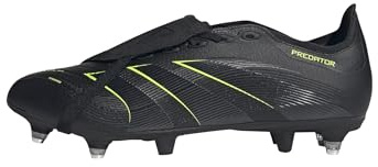 adidas Unisex Predator League Fold-Over Tongue Soft Ground Football Boots Fußballschuhe, Core Black/Carbon/Lucid Lemon, 46 2/3 EU