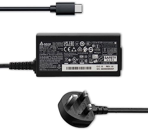 Original Delta 45W USB C Fast Charger for HP 4G LTE Laptop 14-eg0503na Bundle (5R3R5EA), Chromebook 14a-na0503na (20R26EA) HP N8N14AA#ABU Laptop TYPE C Power Adapter