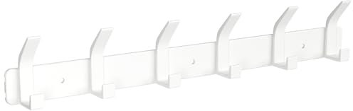 Sarsumir Over Door Hanger Wall Mounted Coat Hooks with 6 Hooks Door Hooks for Front Bedroom Coats Jackets Purses Bags Clothes Towels Coat Rack, Pure White