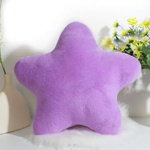 Gluhbirnen Kuschelkissen Kinder, Kissen Stern, Stern Kuscheltier, Kuschelkissen Flauschig, Kuschelkissen Kinder, Weiche Flauschige Sternform Zierkissen Sofakisse für Heimdekoration, Helllila, 40CM