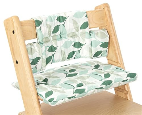 Chickwin Hochstuhl Sitzkissen 2-Teilig, Hochstuhl Kissen Universal Hochstuhl Kissen Abwaschbar Rutschfest für Ähnliche Treppenhochstühle (45 * 27cm,Grünes Blatt)