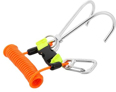 Greensen Gancho de Arrecife de Seguridad para Buceo de Acero Inoxidable, Hebilla de Liberación Rápida Subacuática, Clip de Buceo, para Cámara con Puntero de Palo, Flash (Orange)