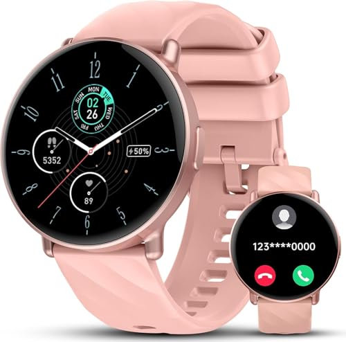 Smart Watch for Men Women with Call/Text Reminder, 1.39 HD Touch Screen Fitness Watch, Activity Tracker Heart Rate/Sleep/Steps/Calories Monitor, 112+ Sport Mode, Smartwatch for Android iOS, Rose gold