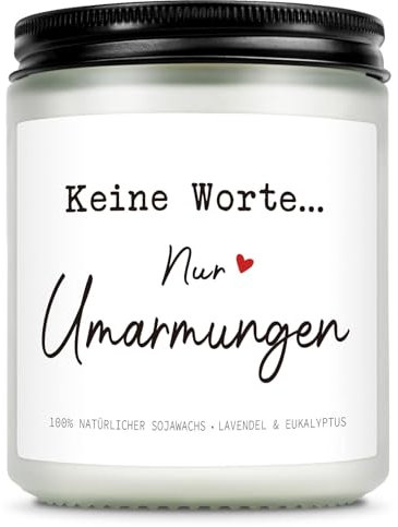 Giftasy Trauergeschenk - Duftkerze im Glas, Trauerkerze, Trauer, Mutmacher Geschenk, Entspannung Geschenk für Frauen, Keine Worte Nur Umarmungen