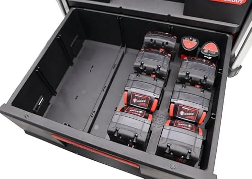 Kompatibel mit MILWAUKEE Packout – 3D-gedruckter PLA+ Einsatz für M18 & M12 Akkus | Organizer für Akkus (z. B. 5.0Ah, 2.0Ah) – Passt in 2-Schubladen Packout, robust & passgenau