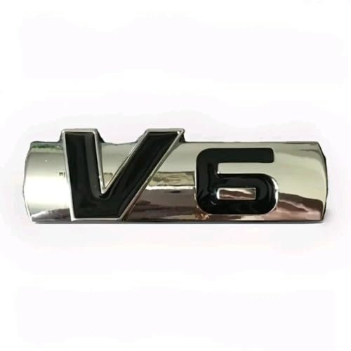 Adesivo 3D V6 per auto, in metallo, colore argento e nero