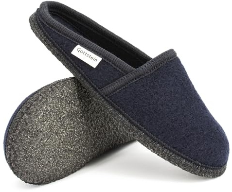 Gottstein Filzpantoffel Villach aus Mulesing-freier Schaf-Schurwolle – Handgefertigte Hausschuhe aus Wollfilz für Damen & Herren Größe EU 36-46 – Patentierte naturub® Naturkatschuksohle Nachtblau, 36