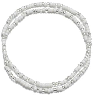 ZENZDS 4/8pair Blanc Berles Bracelet de Cheville, Cheville à Main à la Main à la Main, Cheville Boho, Bijoux à Pied élastique pour la Plage, Accessoires d'été