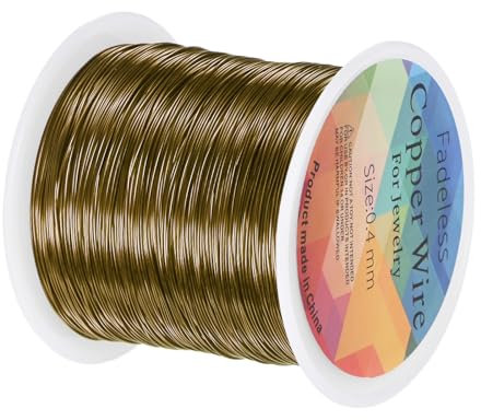 M METERXITY 0.4mm Jewelry Wire, 26 Gauge 328FT Craft Wire Copper Beading Wire for Jewelry Making/Planting/Weaving/DIY Crafting, Soft Metal Wires [100M, Bronze Tone]