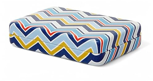 WESTCRAFT tragbares kleines Schmuckkästchen Etui, Reise Schmuckaufbewahrung für Damen, Schmuckbox Schmuckschatulle Jewelry Box - verstaut Schmuck wie Ringe, Ohrringe (Schmuck Etui (Wave dunkelblau))