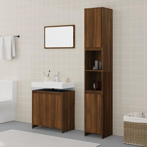 LLEZKBR Ensemble de meubles de salle de bain 3 pièces en chêne marron