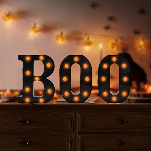 Littleboyny Halloween Dekorationen-3 LED Marquee Licht auf Buchstaben BOO Zeichen Halloween Dekor für Küche Tischplatte Kamin Mantel Party Indoor