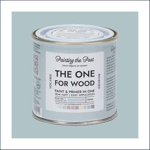 The One for Wood Paint & Primer 250ml Blue No. 1 Cooling Off | Semi Matt Finish, Bio-Based & VOC-Free Formula for Wooden Furniture & Surfaces | Durable & Easy Indoor Home Decorating