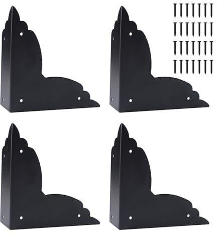 INCREWAY 4 x robuster schwarzer Tisch-Eckenschutz, Metallkantenschutz, zum Anschrauben, Kantenschutz für Möbel, Holzkisten, Schränke, Arbeitsplatten und Regale