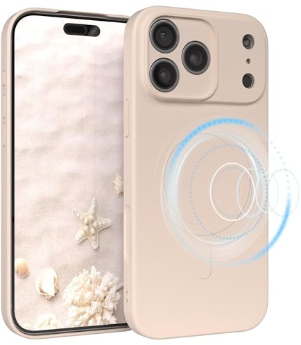 EAZY CASE - Silikonhülle magnetisch für iPhone 17 Pro Max Hülle Silikon Beige weich stoßfeste Magnet Handyhülle Schutzhülle mit Kameraschutz Dünn Schutz Cover TPU Bumper in Pastell Taupe