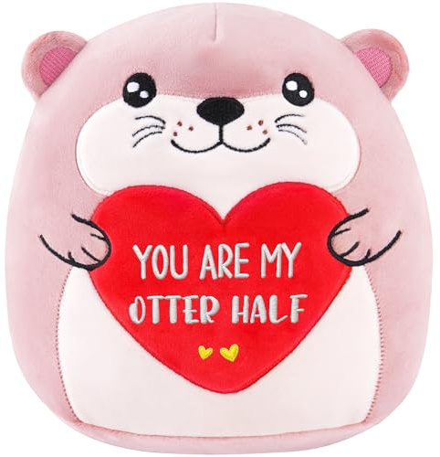 Valentinstag Otter Kuscheltier mit Herzkissen Geschenk für Liebhaber Paare
