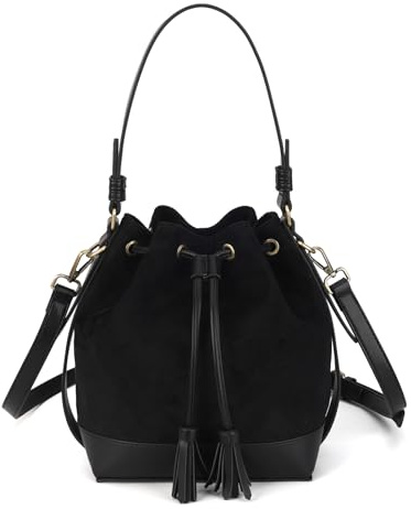 Gladdon Beuteltasche aus Wildleder und PU-Leder für Damen, eine Umhängetasche mit Quasten, eine kleine Henkeltasche und eine Handtasche mit mehreren Fächern