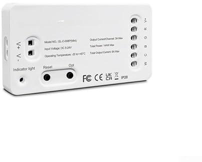 HanOaki RGB CCT Dimmer LED Strip Controller für ZigBee 3.0, 2.4G RF Wireless Control, Tunable White & Color Mixing, für Alexa, für SmartThings, Homey Hub, 5-24V Eingang, IP20 flammhemmend