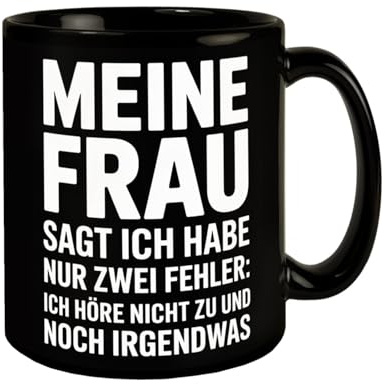 speecheese Tasse Meine Frau sagt ich habe nur zwei Fehler Ich höre nicht zu | und noch was Witziger Spruch - ideal als Büro- oder Valentinsgeschenk