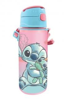 pour Stitch - Gourde en Aluminium Enfant, 600ml / 0.6l - avec Paille, Fermeture Pop clic - Ecole, Loisirs, Sport - Set Bouteille et Carte Tigre