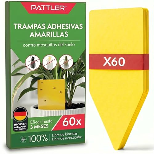 Pattler Gelbsticker Trauermücken – 60 Stück. Gelbtafeln gegen Trauermücken bekämpfen ideal für den Einsatz als Klebefallen für Zimmerpflanzen, bis zu 3 Monate wirksam und ohne Chemie.